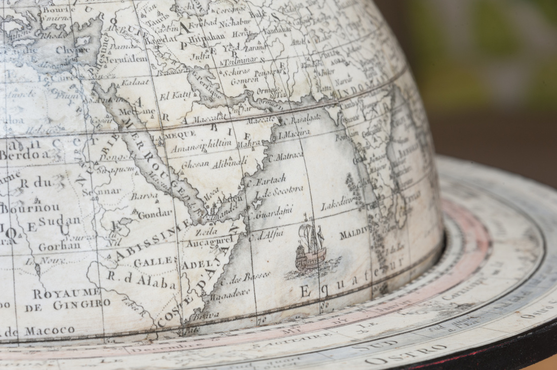 handmade globe, French table globe, lander and may globe