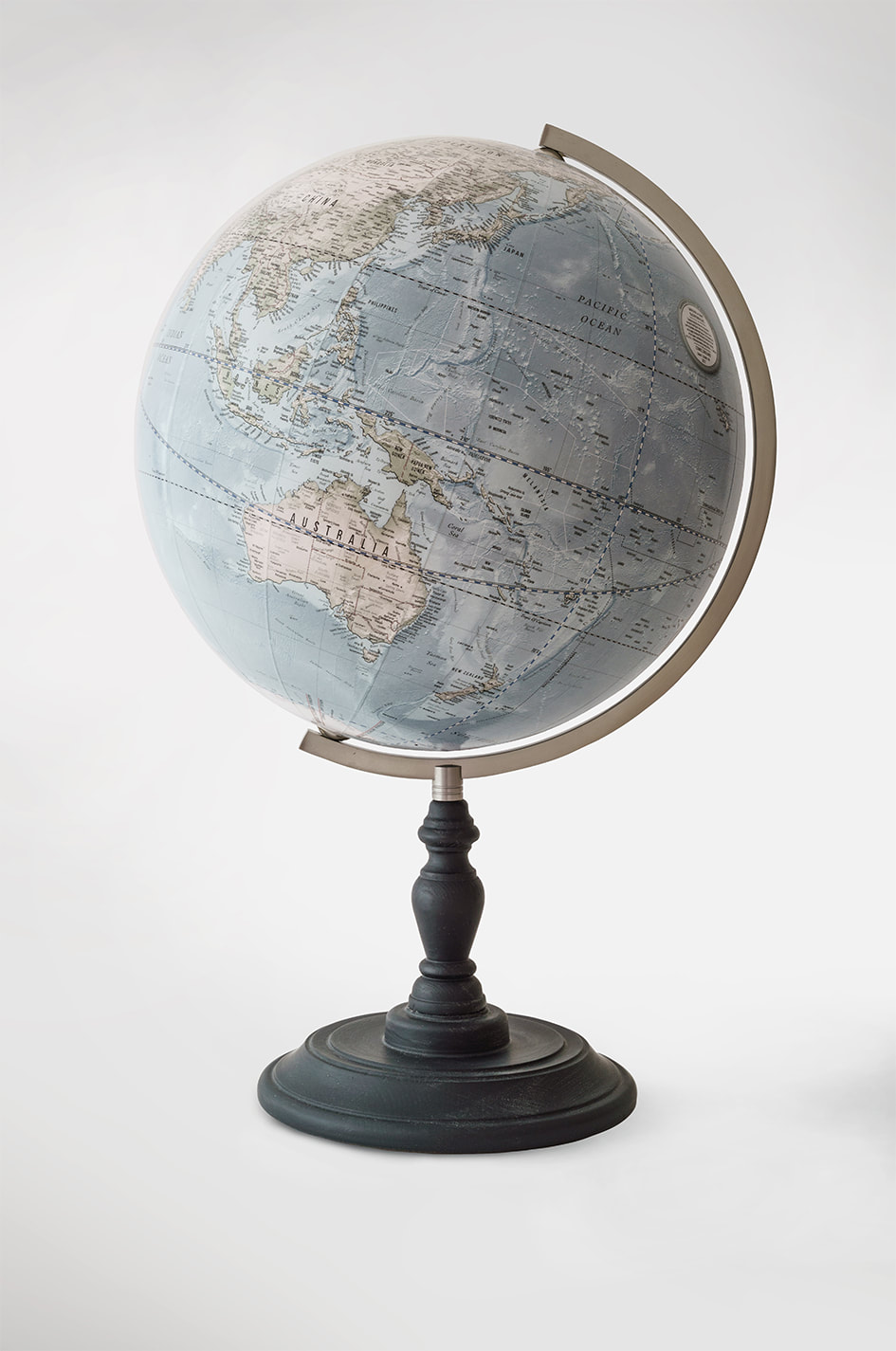 contemporary globe with brushed steel arm