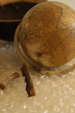 newton pocket globe, newton globe restoration, lander and may globes