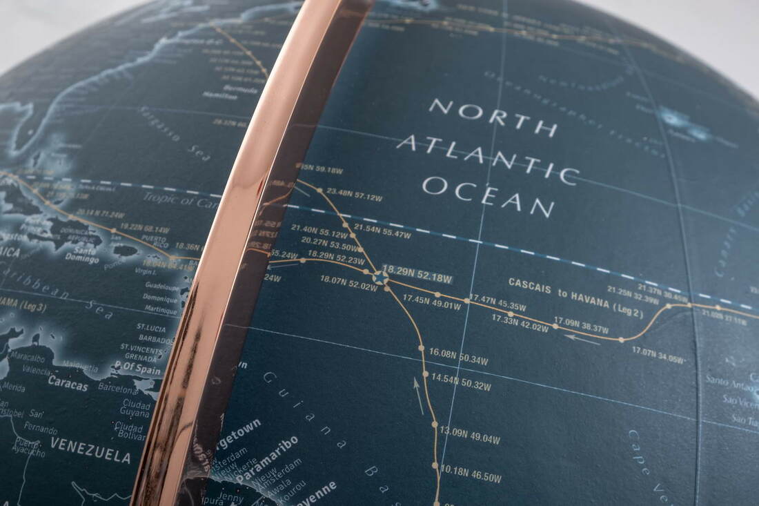 clipper race globe showing North Atlantic Ocean