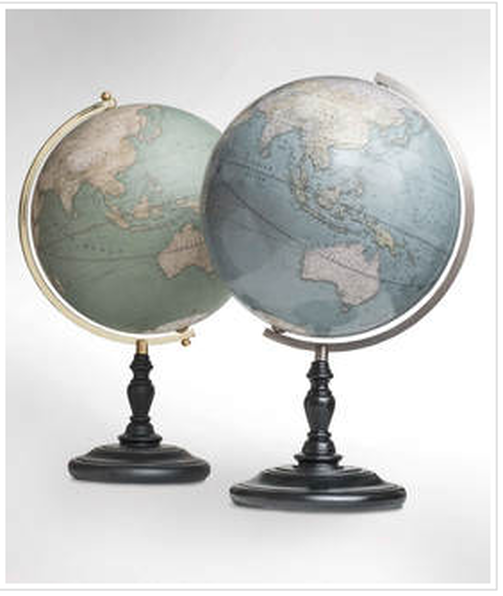 modern globes on black bases by globe maker Lander and May