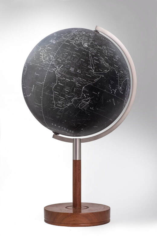 contemporary black globe from Lander and May globemakers, Black Sea globe