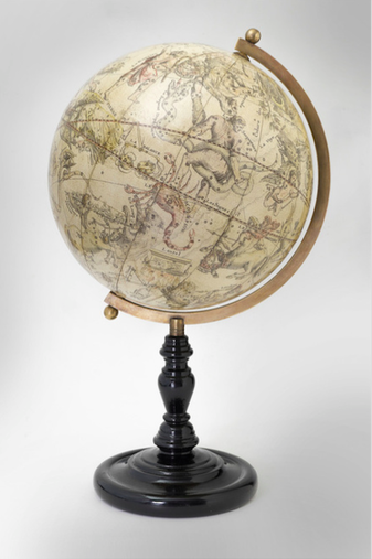  handmade celestial globe with antique brass arm